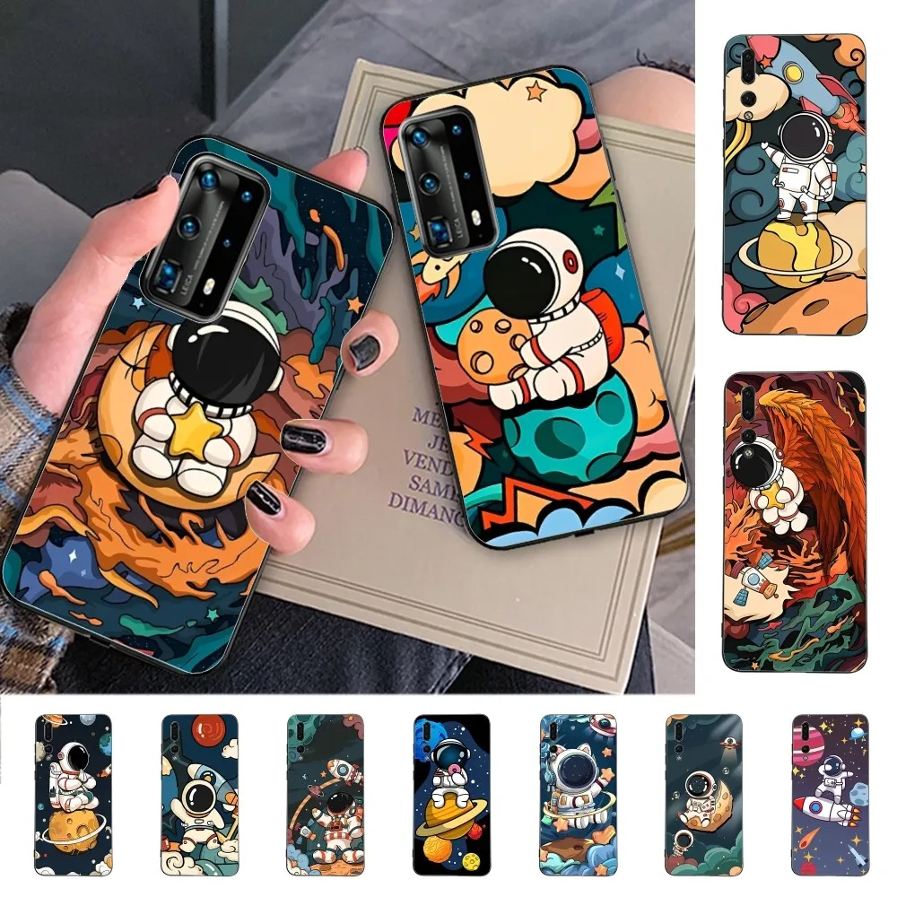 

Space Astronaut Phone Case For Huawei P 8 9 10 20 30 40 50 Pro Lite Psmart Honor 10 lite 70 Mate 20lite