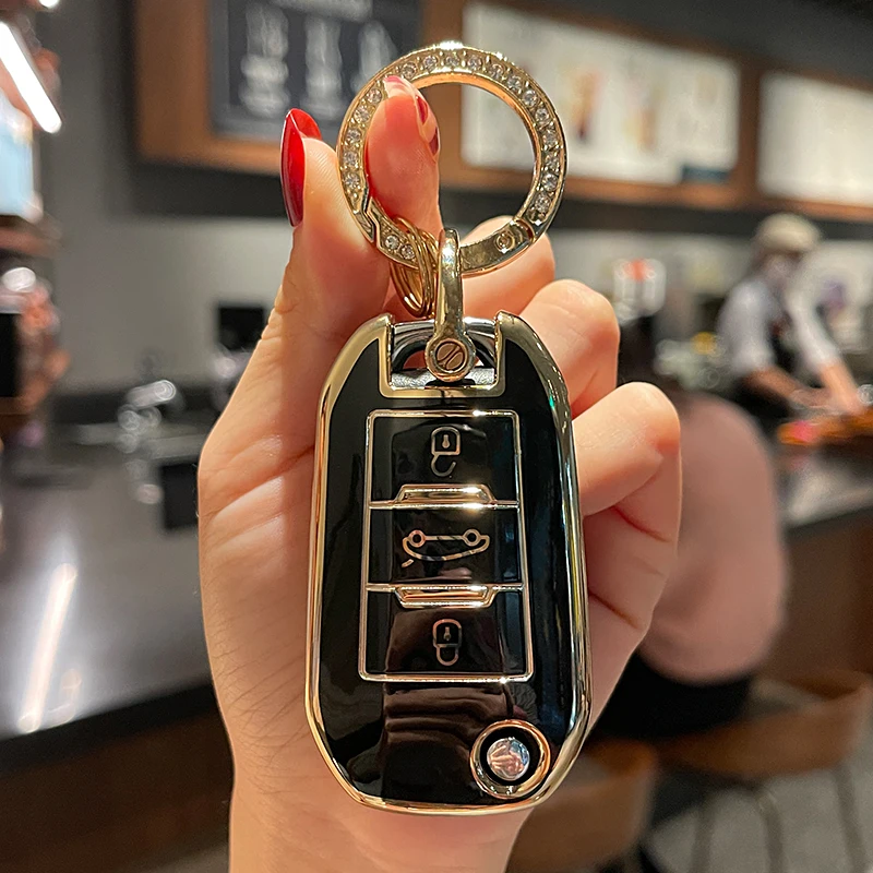 

Складной автомобильный чехол-брелок из ТПУ для Peugeot 208 2008 308 3008 408 508 107 Citroen C4 CACTUS C5 DS4 DS5, 3 кнопки