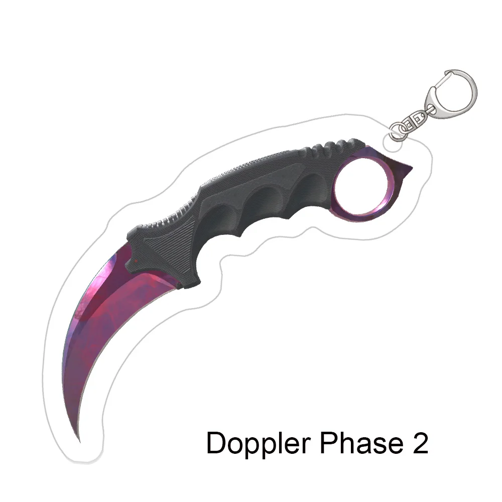 Фото CS2 CS GO Karambit брелок для ключей, игровой реквизит Gamma Doppler, автотроник, высококачественный акриловый кулон, индивидуальный подарок на праздник №3