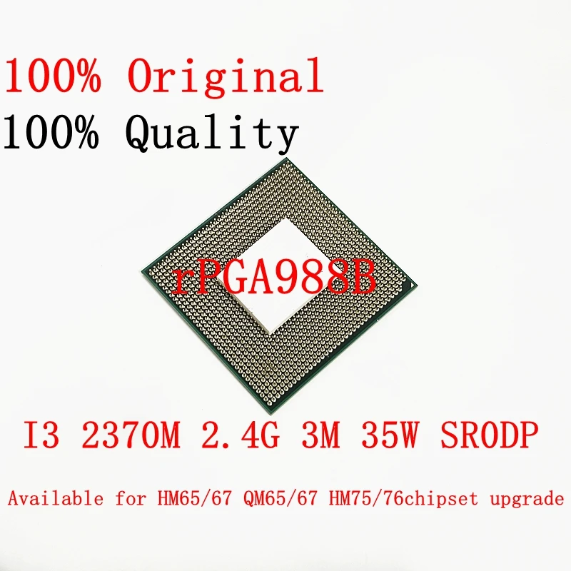 

Процессор Core I3 2370M для ноутбука, системный блок управления M2, 3 Мб кэш-памяти 2,40 ГГц SR0DP ноутбук PPGA988 с поддержкой чипсета PM65 PM67 HM65 HM67 HM75