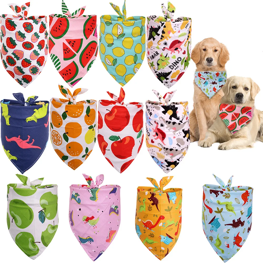 

Fashion Dog Triangular Bandage Fruit Print Pet Scarf for Dogs Accessories Triangle Scarf Summer Cotton Cute Pet Bib Bow Tie