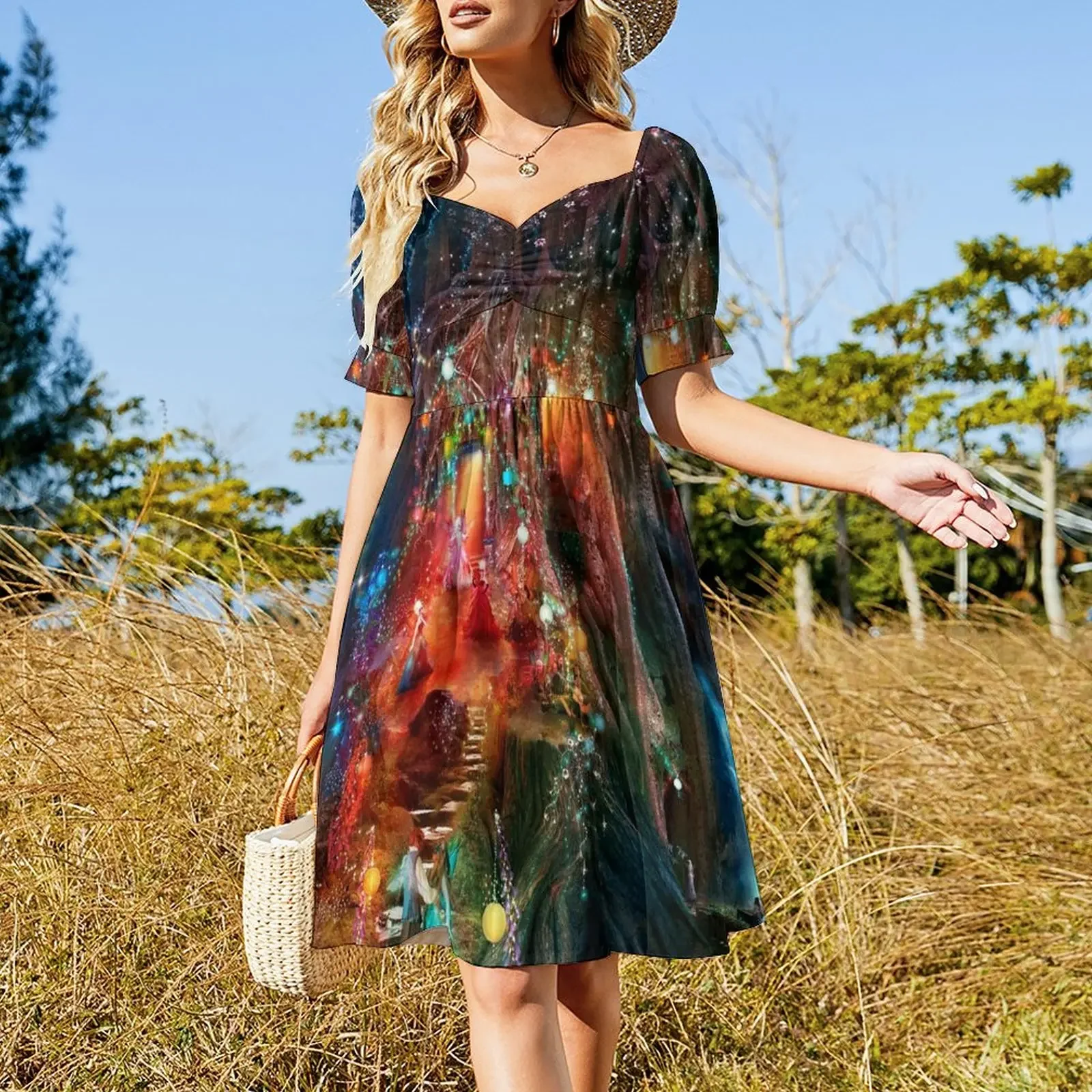 Платье Foxglove Ball с короткими рукавами Длинное женское летнее платье