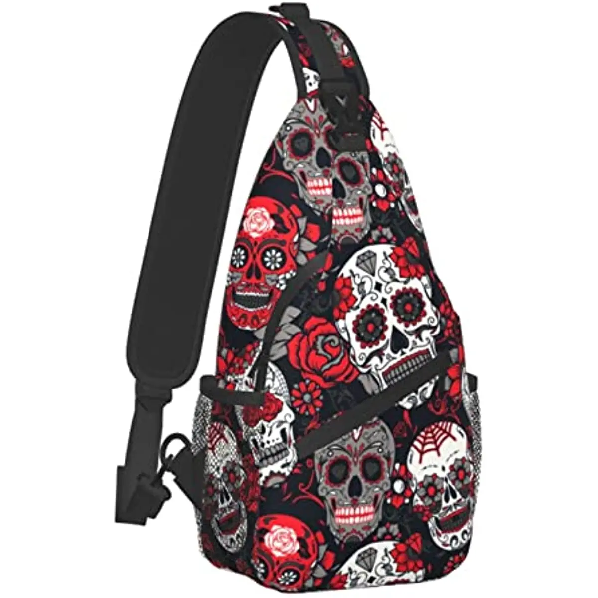 

Sling Crossbody Backpack Bag Chest Bag For Men Women Travel Hiking Daypack Day Of The Dead Colorful Sugar Skull