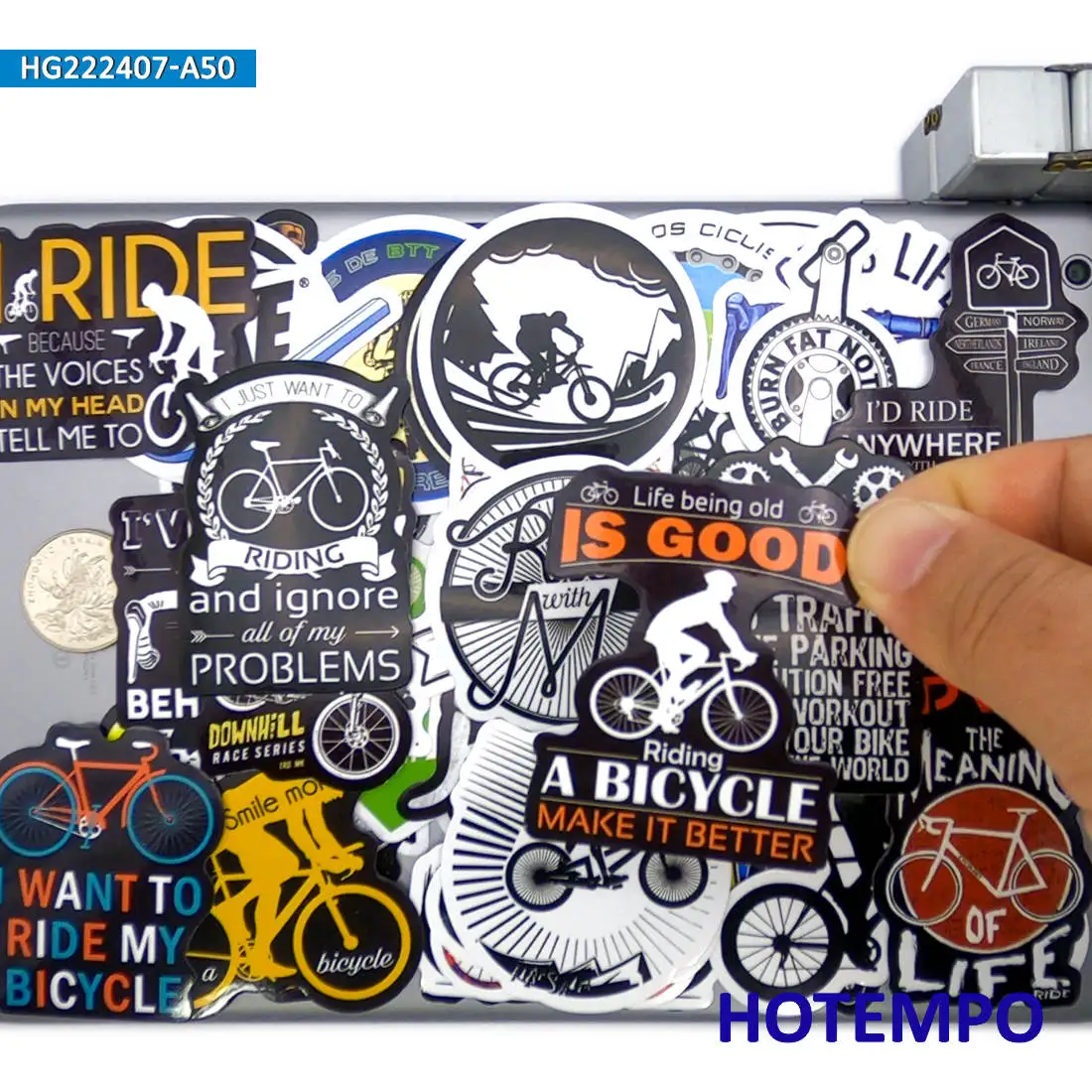 

50Pieces MTB BMX Road Bike Track Cycling Outdoor Sports Waterproof Stickers for Car Motorcycle Phone Laptop Bicycle Sticker Toys