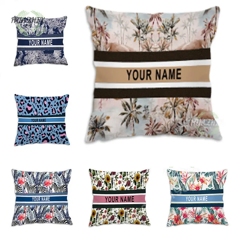 

Leopard Print Peach Skin Pillowcase DIY Customized Name Home Office Decoration Pillow Bedroom Sofa Car Cushion Cover 45*45cm