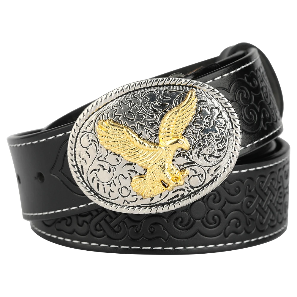 Eagle Buckle Vintage Embossed Decorative Leather Belt