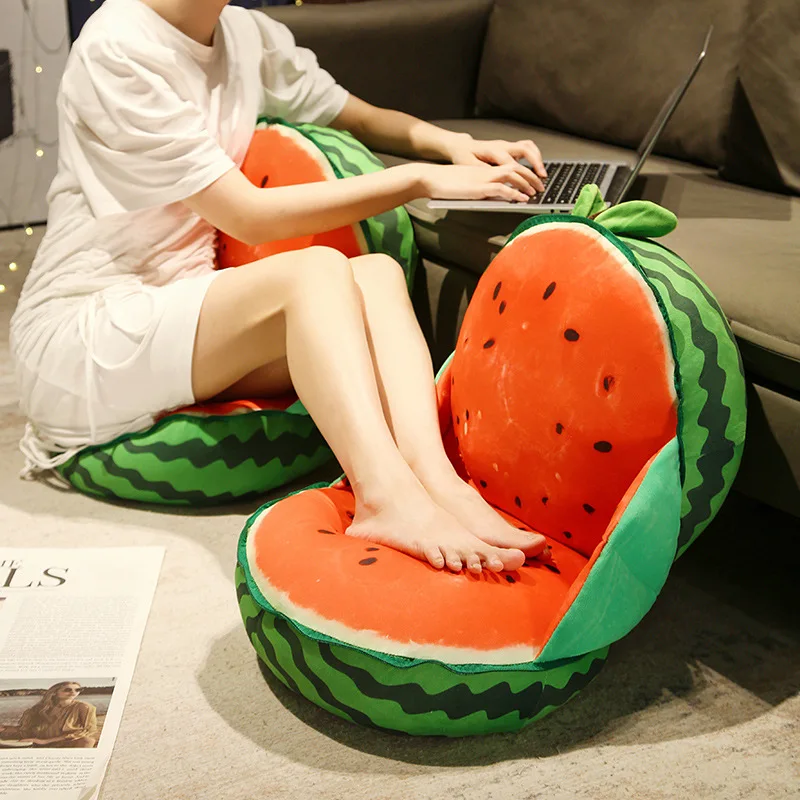 

3D Plush Simulation Watermelon Creative Pillow Car Seat Cushion Soft Fruit Toy Birthday Funny Watermelon Shape