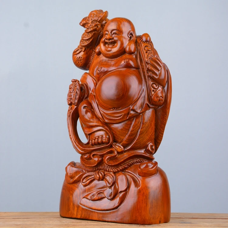 40cm large - figure of the Buddha # business Bless Safety Good luck Success Handmade red wood Maitreya carving statue