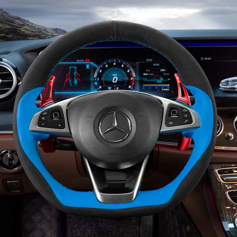 

DIY Stitching Steering Wheel Handle Cover For Benz C200L E300 GLA GLK GLC300 R GLE63 Interior Accessories