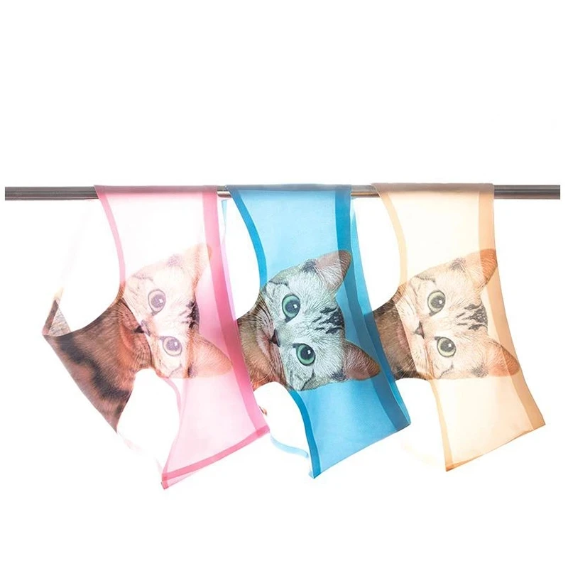 

3D Cat Generation Mid Waist Women Panties Sexy Girl Underwear Cartoon Ice Silk Print Breathable Butt Lifting Seamless Briefs A13