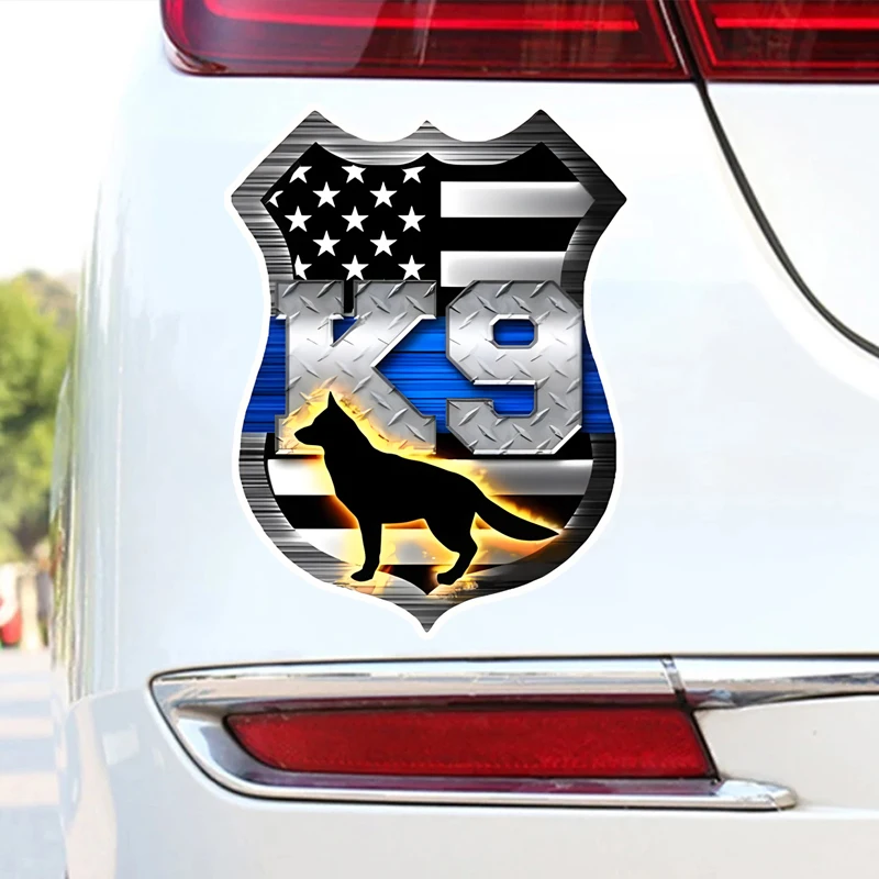 Фото GS28 #5x3,7 дюймов тонкая синяя линия немецкой овчарки K9 Защитная Наклейка Автомобильные наклейки, устойчивые к атмосферным воздействиям виниловые наклейки для окон, №2