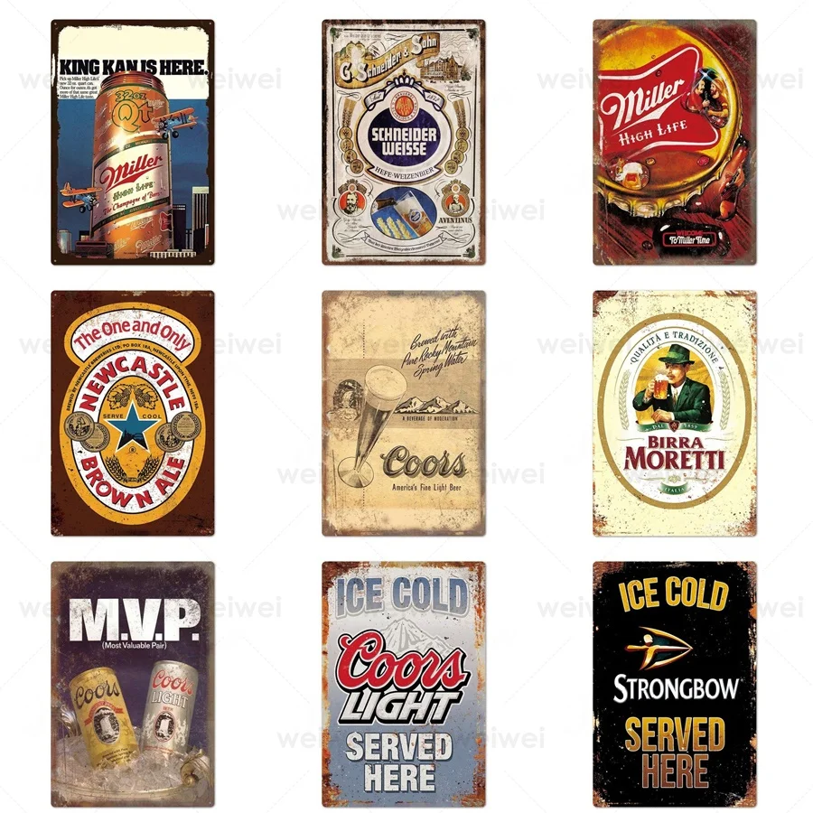 

Vintage Shabby Tin Painting Ice Beer Signs Classic Vintage Tin Signs Bar Restaurant Home Kitchen Art Poster Decorative Painting