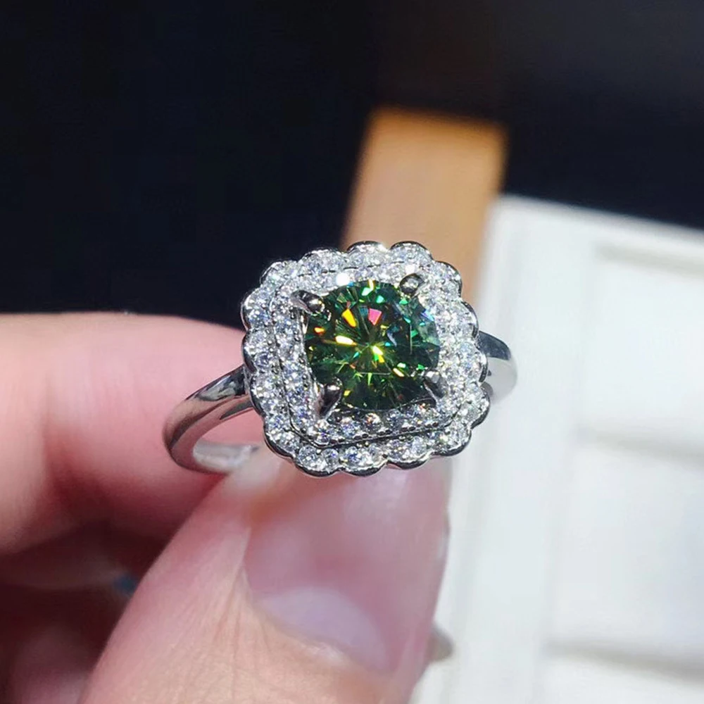 

WPB Advanced Original Women's Ring Moissanite Sparkling 1 Carat Green Diamond Ring High Carbon Diamond Luxury Jewelry Wedding
