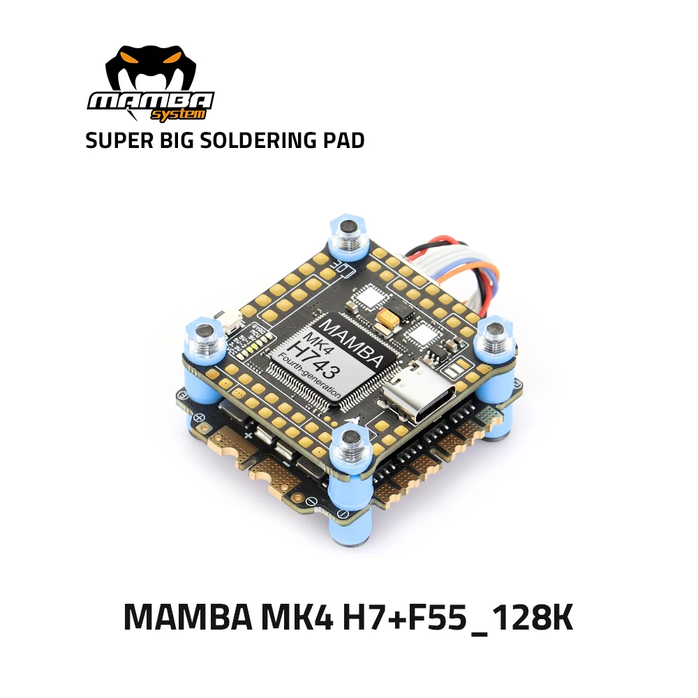 

2022 Новый DIATONE MAMBA Stack MK4 H743 55A 6S 32bit 128k Контроллер полета Stack Dshot1200 для FPV гоночного дрона 30 мм/м3