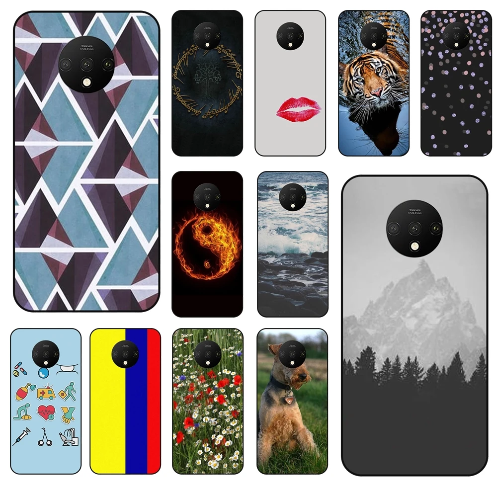 Тигровый верх для OnePlus 7T мягкий чехол телефона черный бампер Черный Бампер Мягкий