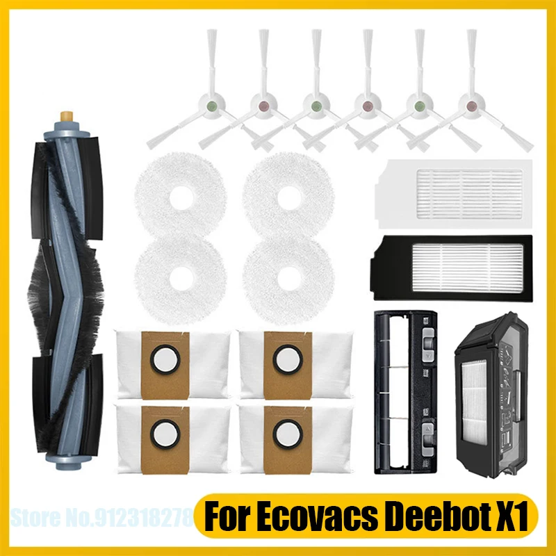 

Main Rller Side Brush Filter and Mop Cloth Kit Replacement Accessories for Ecovacs Deebot X1 Omni / Turbo Robotic Vacuum Cleaner