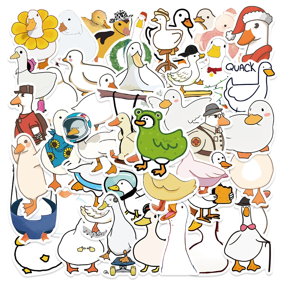 10/30/50PCS Funny Duck MEME Stickers Kawaii Cartoon Decals DIY Luggage Guitar Laptop Waterproof Cute Animal Sticker Kids Toys