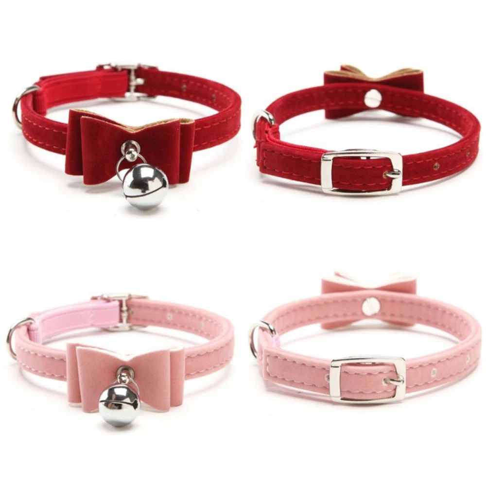 

Pet Dog Cat Collar Soft PU Cat Bow Safety Adjustable Bow Collar with BellCute Tie Kwaii Pet Products Kitten Collar Pet Products