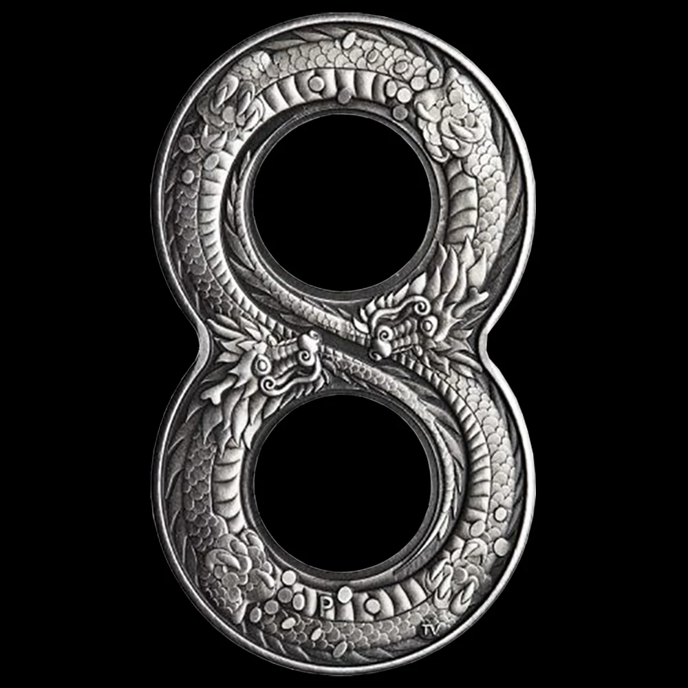 2018 Австралийский дракон Посеребренная монета с античным рисунком 8 форм Элизабет