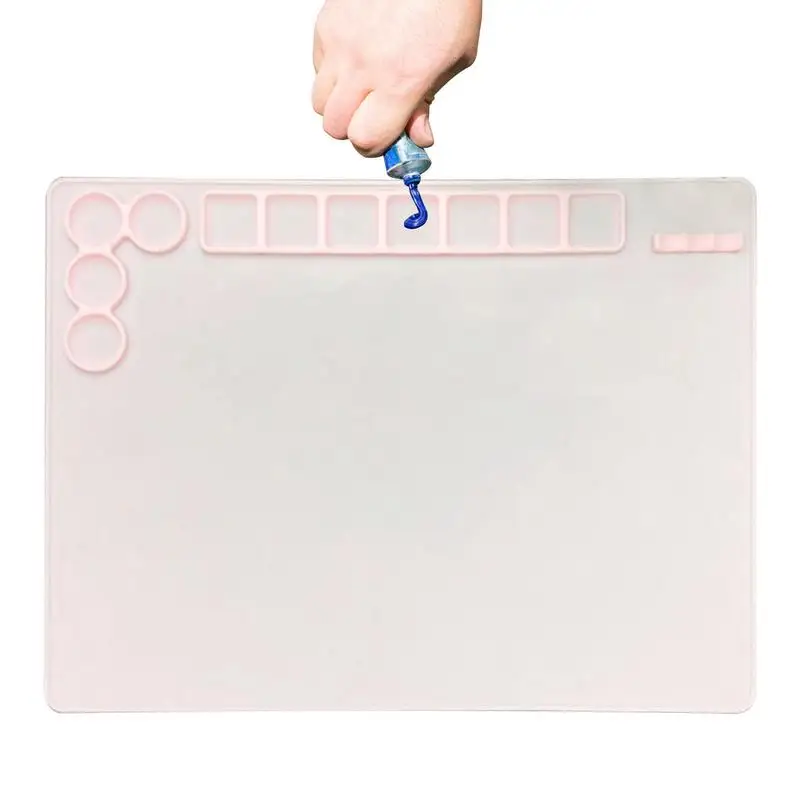 

Силиконовый коврик, складной силиконовый коврик с 11 отверстиями для краски, Нескользящие силиконовые листы для эпоксидной смолы, термостой...