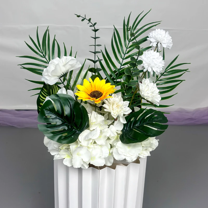 Роскошные белые розы подсолнечника искусственный цветок ряд свадебный стол