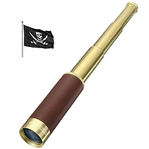 

Zoomable 25x30 Pocket Monocular Portable Collapsible Waterproof Captain Spyglass Handheld Telescope Vintage Monocular for Kids
