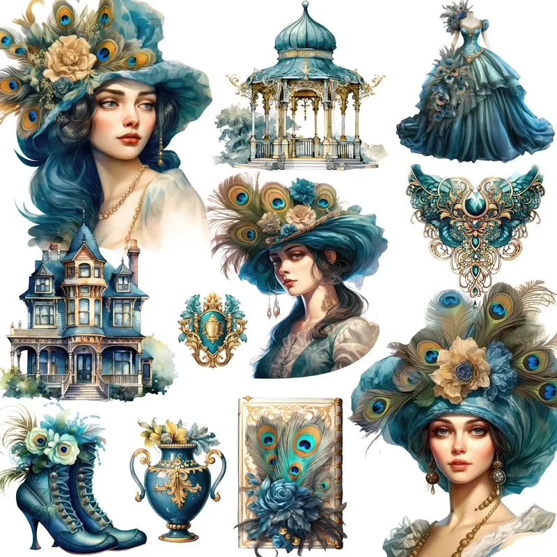 

20 шт./упаковка, декоративные наклейки «Павлин Виктория»