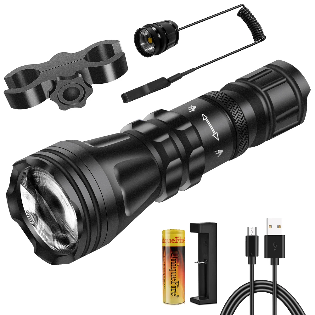 UniqueFire Upgraded 2001 850nm/940nm LED Flashlight Night Vision Adjustable Focus 5W Infrared Light Tactical 3 Modes Hunting