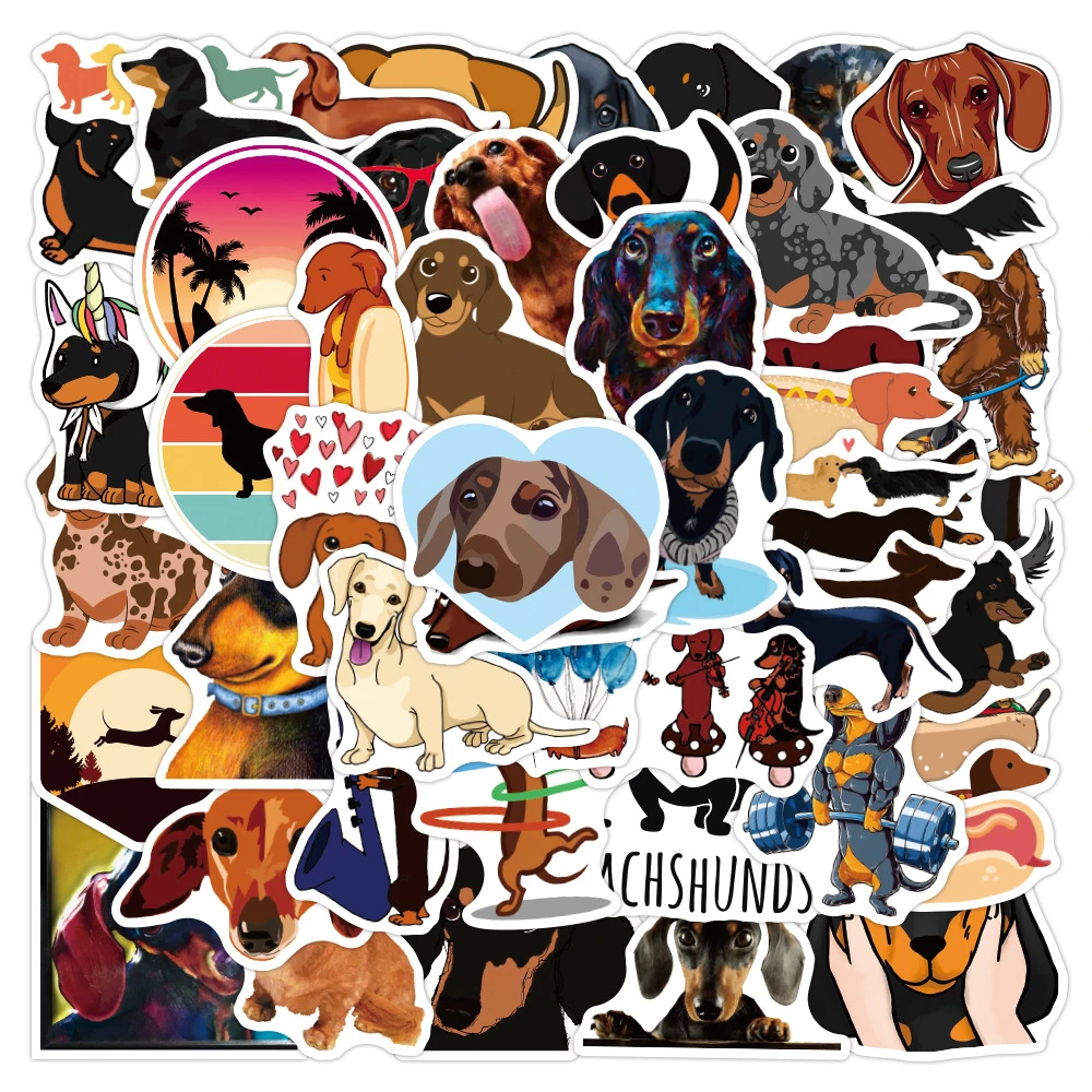 

10/30/50PCS Cartoon Dachshund Animal Creative Doodle Stickers Skateboard Refrigerator Luggage Laptop Computer Wholesale
