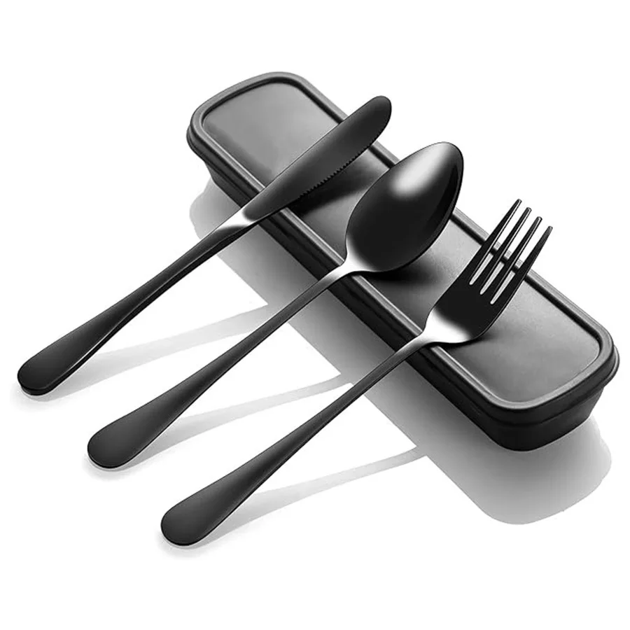Набор столовых приборов из нержавеющей стали, состоящий из трех предметов, можно стирать, многоразовый, для столовой в дороге (art.: 3920ce90b3c3c) - 3920ce90b3c3c