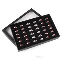 transparent 36 slots ring display holder earring jewelry storage box organizer
