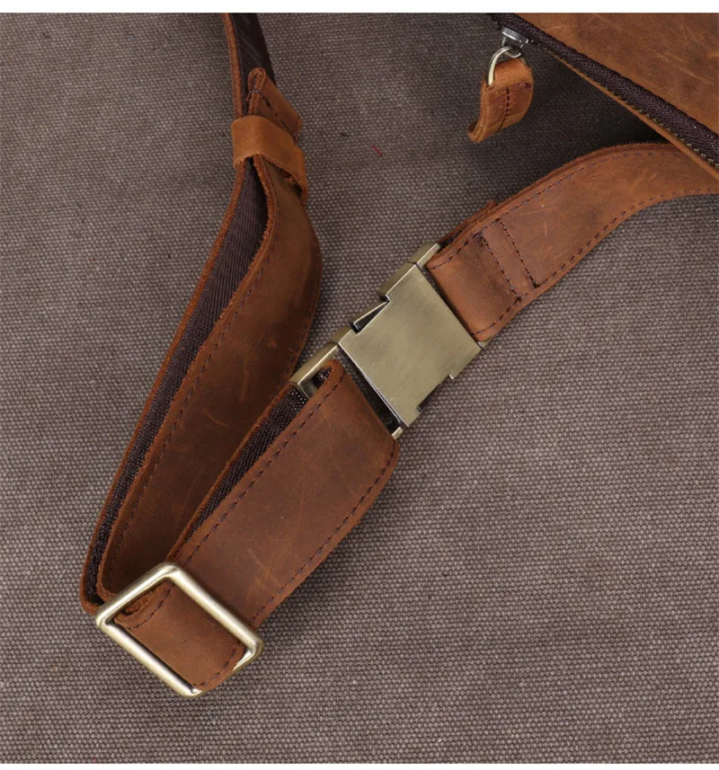 Retro fashion design crazy horse cowhide men chest bag daily outdoor sports summer work real leather messenger bag for teenagers