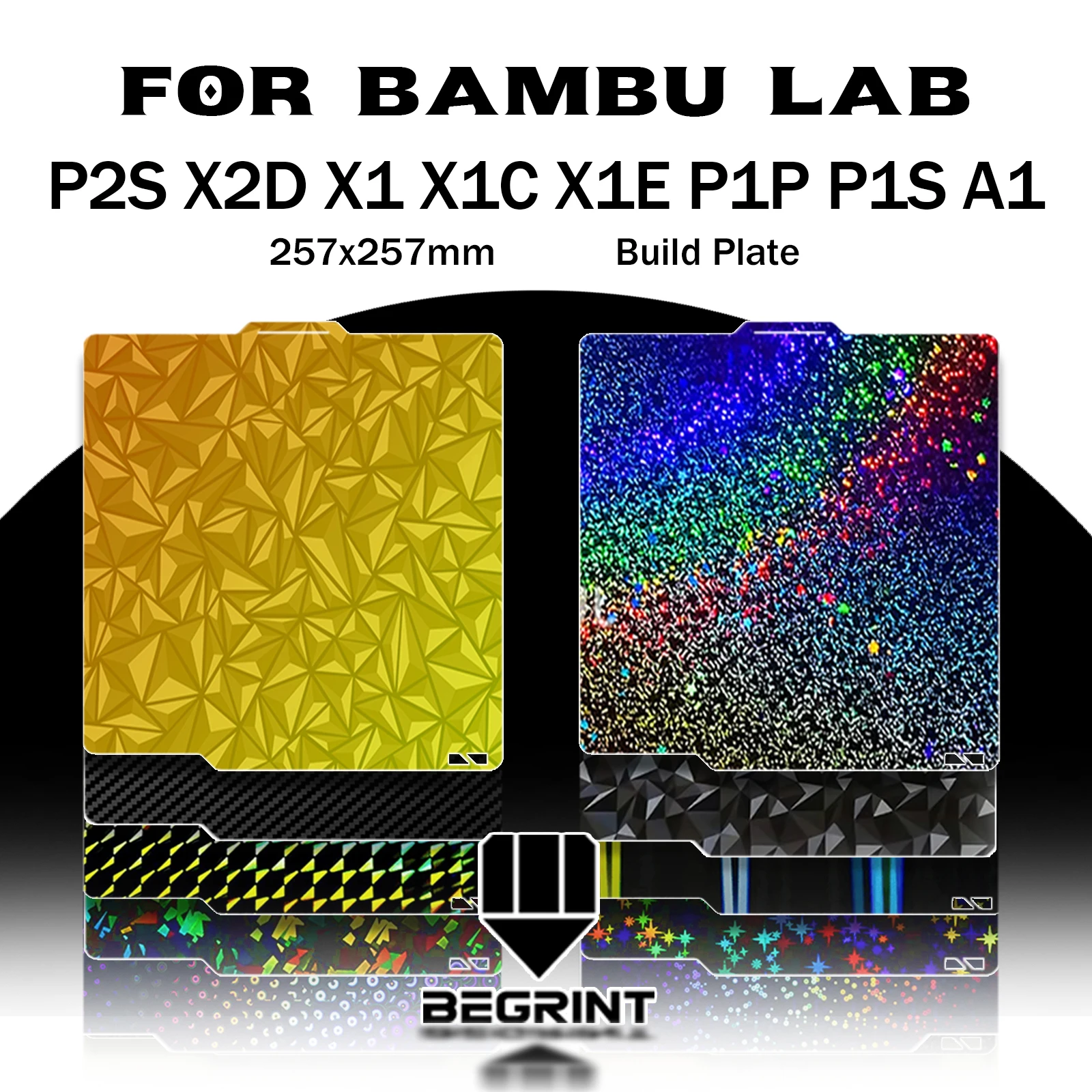 Фото Для Bambu Lab P2S Стальная подложка для печати 257x257 мм, двусторонняя текстурированная PEI, для Bambu Lab P1P P1S X1 X1C A1 P2S №1