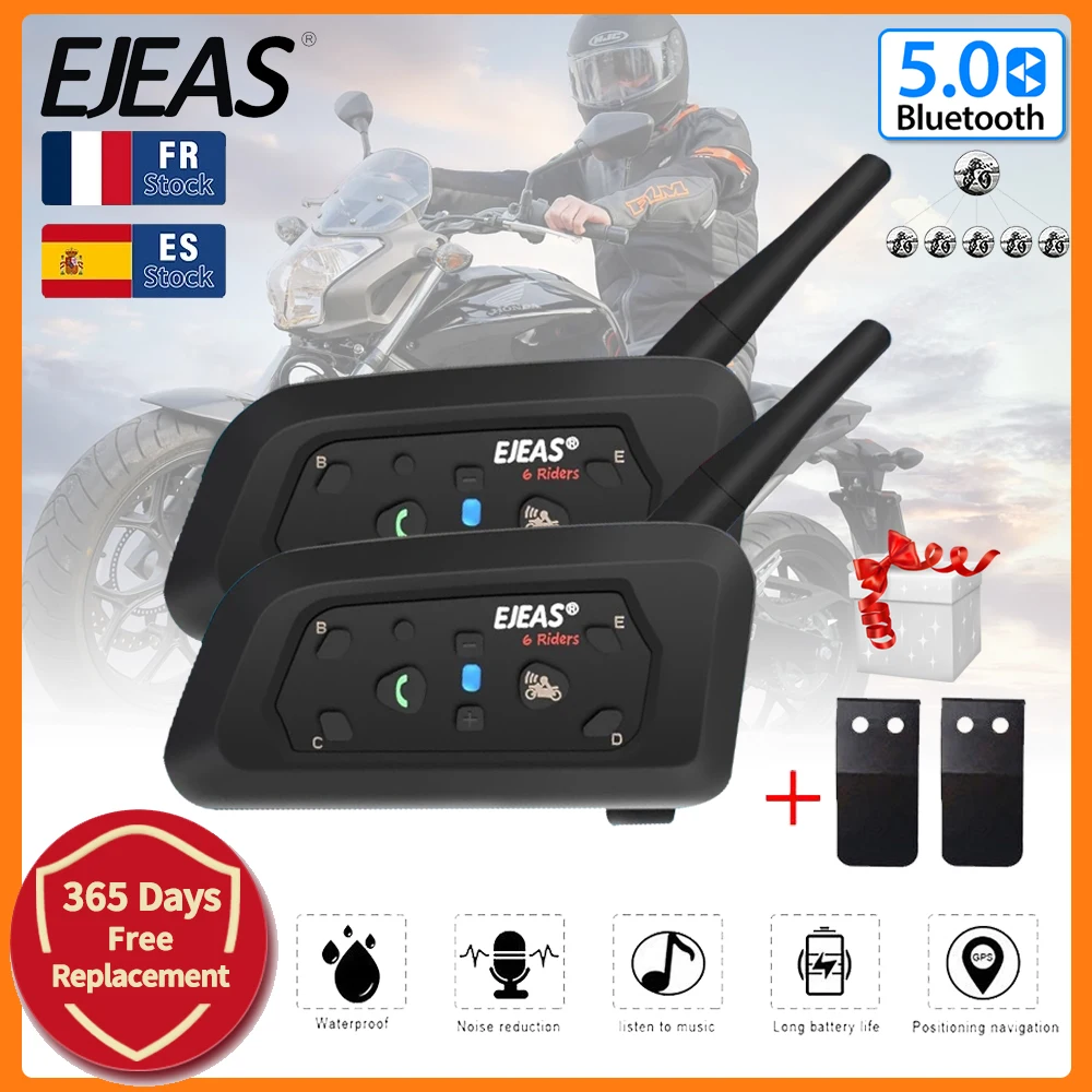 EJEAS V6 PRO Motorcycle Bluetooth Helmet Intercom 6 Riders 1200M Intercomunicador Capacete Full Duplex with Radio Referee Skiing