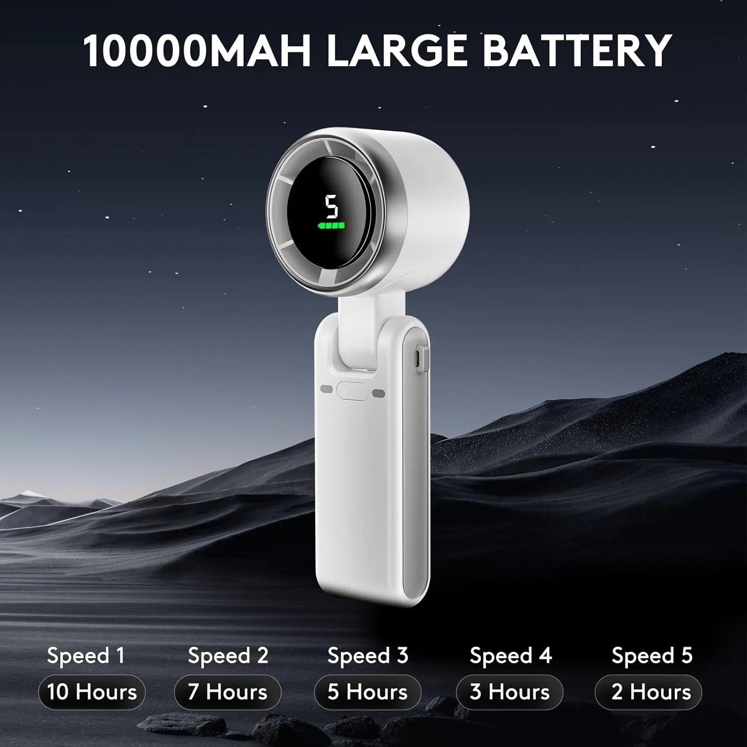 Портативный Мини-вентилятор Емкостью 10000 мАч С Подвесным Грифом 180 ° Складной