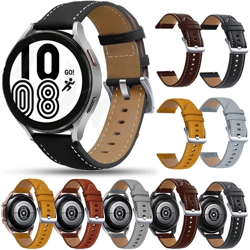

20/22mm Leather Strap for Samsung Galaxy Watch4 40 44mm/Classic4 42 46mm/Active 2/Garmin Forerunner 645 245M Vivoactive3 4 Strap