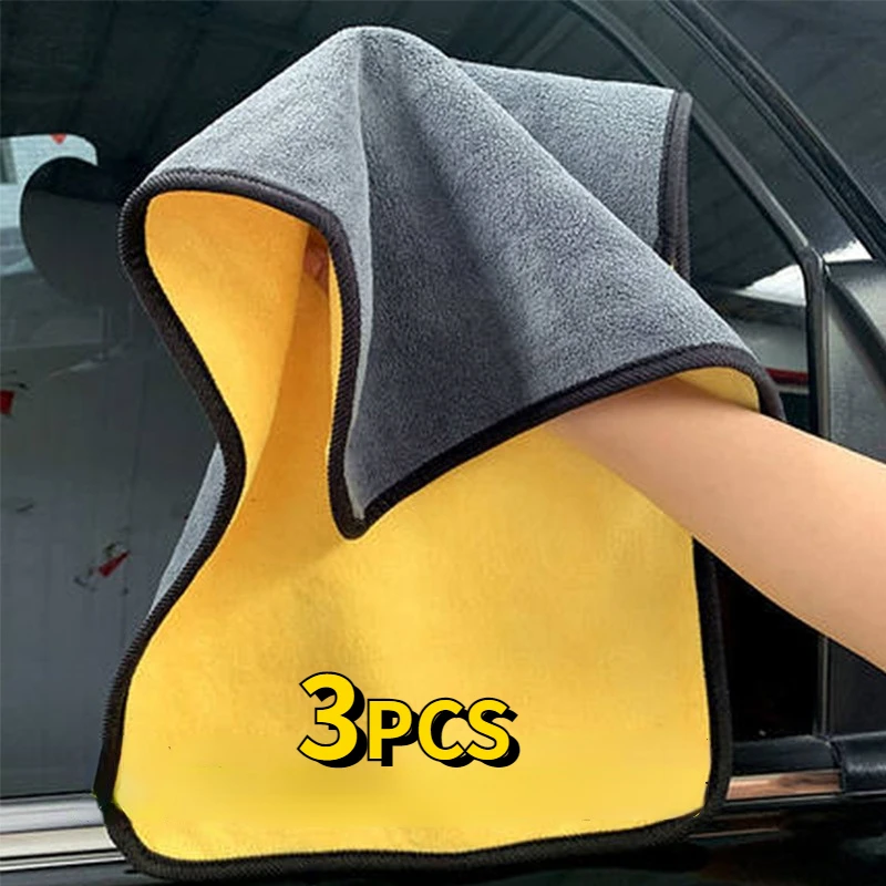 

Microfiber Cleaning Towel Thicken Soft Drying Cloth Car Washing Towels Double Layer Clean Rags Car Cleaning Detailing Cloth