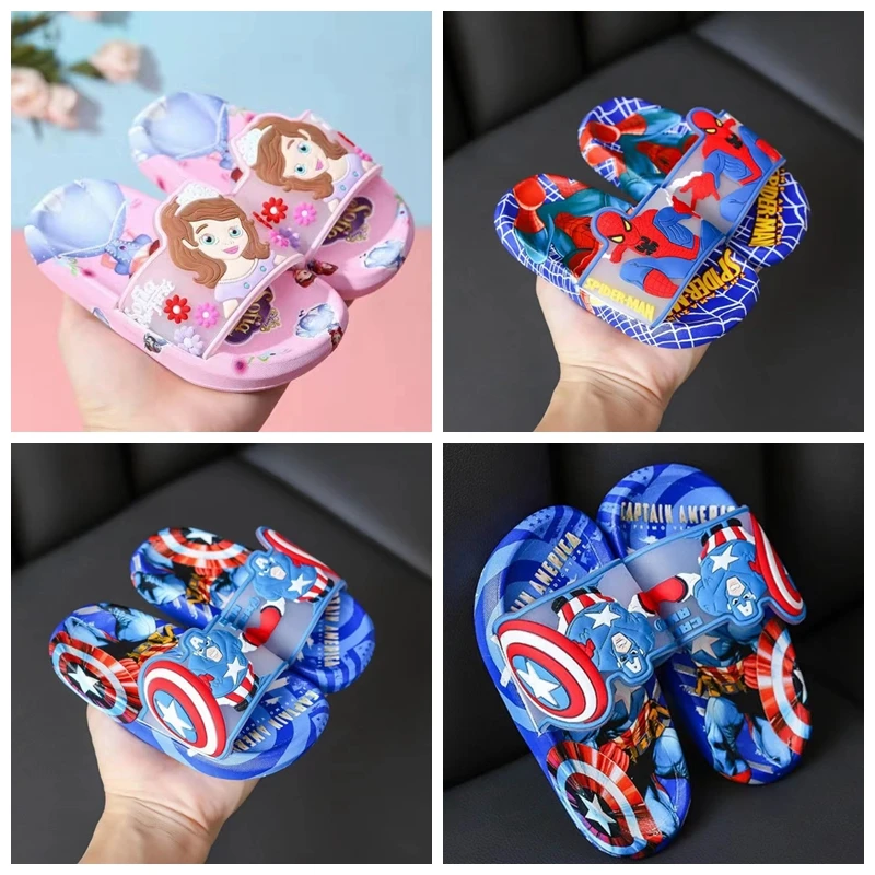 

Summer Baby Boys Cartoon Spiderman Sofia Captain America Beach Slippers Kid Girl Shoes Children Flip Flops Indoor Cute Slipper