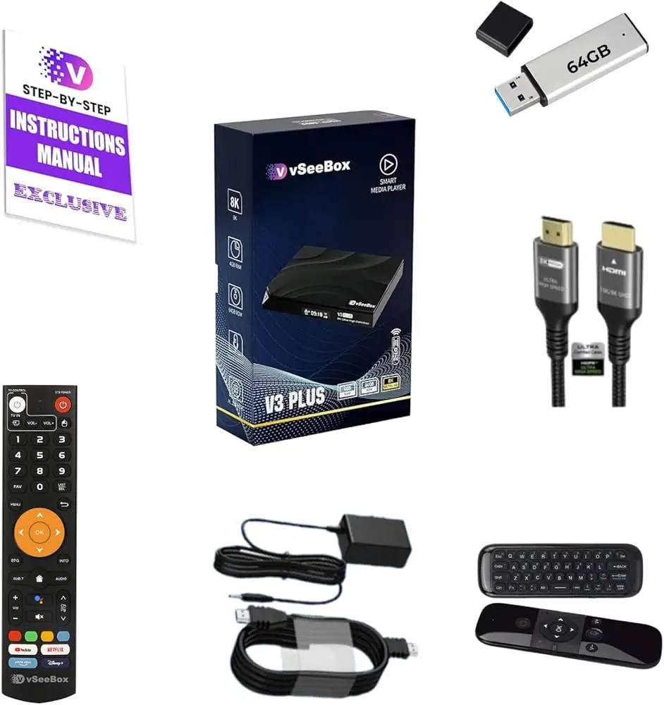 По акции — 3 получите 2 бесплатно для оригинальной VSeeBox V3 Plus 8k HDMI Android 11 Smart Box с