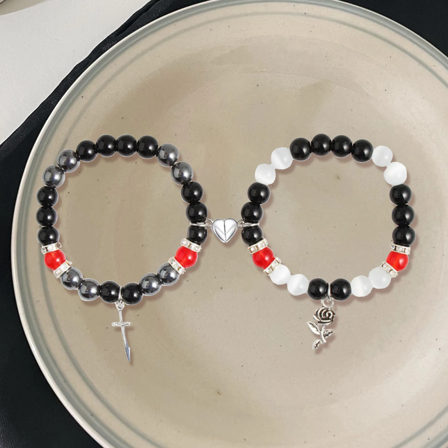 Магнитные браслеты для пар креативный дизайн на Хэллоуин любящее сердце веревка