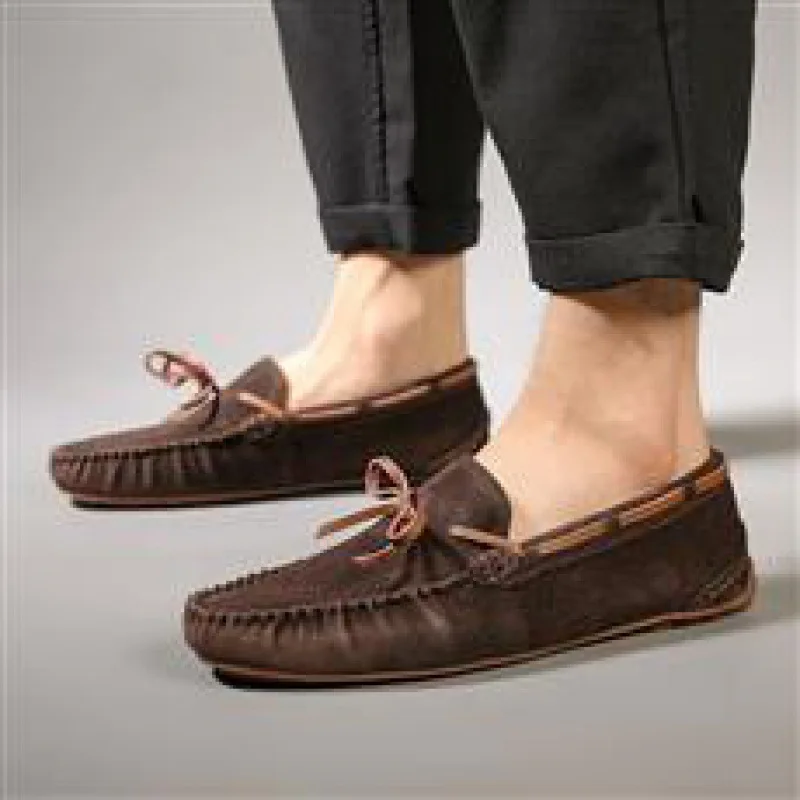 

2023 Summer Leather Shoes Men's Genuine Leather England Style Platform All-Matching Lazybones' Shoes Slip-on Gommino Tassel Loaf