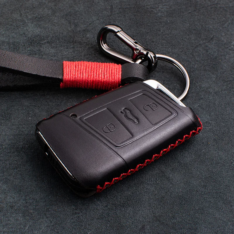 

1 PCS Genuine Leather Car Key Remote Cover Case For Volkswagen VW Tiguan MK2 Magotan Passat B8 CC 2017 2018 For Skoda Superb A7