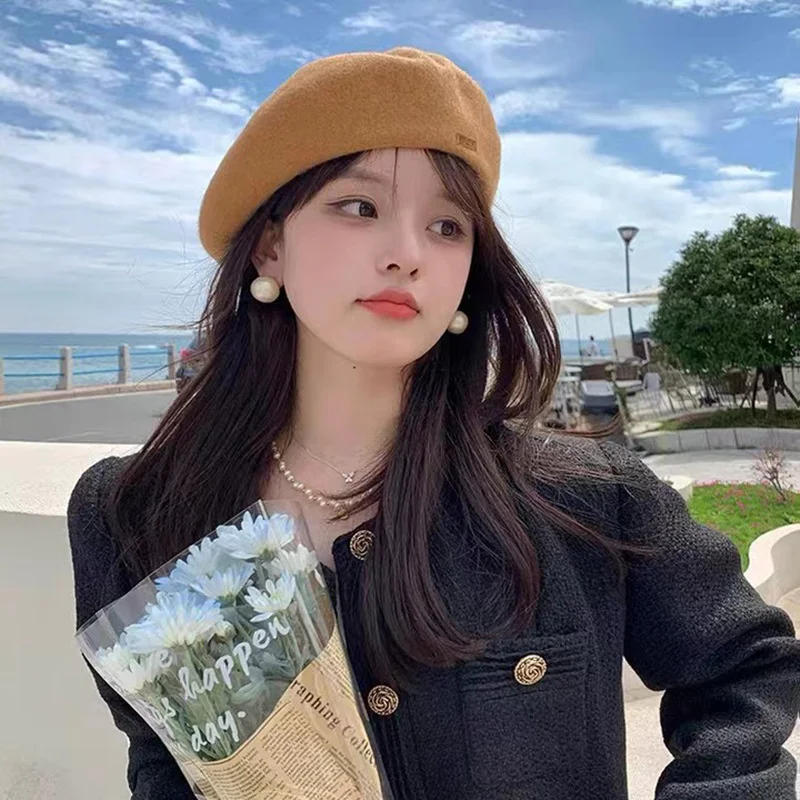 

Hat Bonnet Hats for Women Cap Hats Beret Winter Hats Women Winter Hat Beanie Solid Wool Luxury Berets Gorros Invierno Mujer 2022