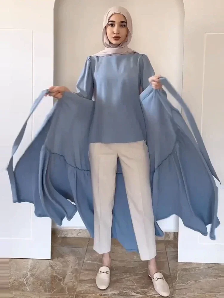 Женские мусульманские комплекты для Ид ансамбль из двух предметов блузка и юбка