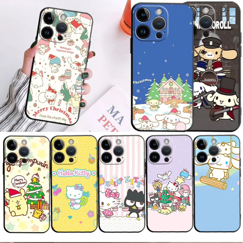 

Soft Silicone Cover Phone Case For iPhone 14 13 12 11 Pro Max 6 6S 7 8 Plus X XS XR 12 13 Mini Shell Sanrio Family For Christmas