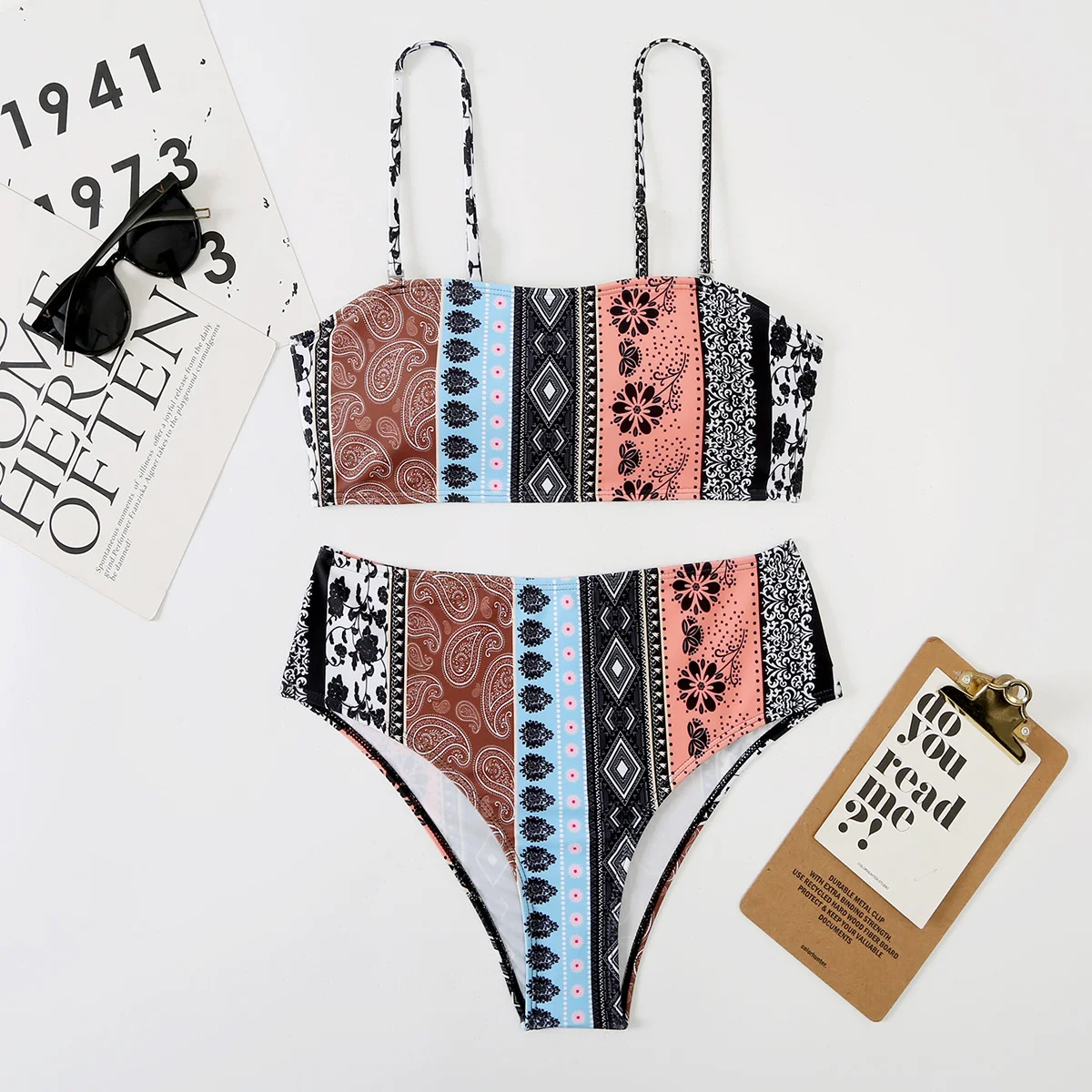 

2022tiktok Triangle Bikini printed Swimsuit Large tankinis swimsuit