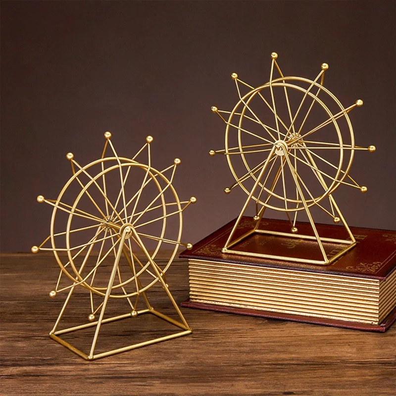 

Modern Metal Golden Ferris Wheel Rotatable Living Room Office Desktop Decoration Home Accessoriestoy Gift For Children Adult