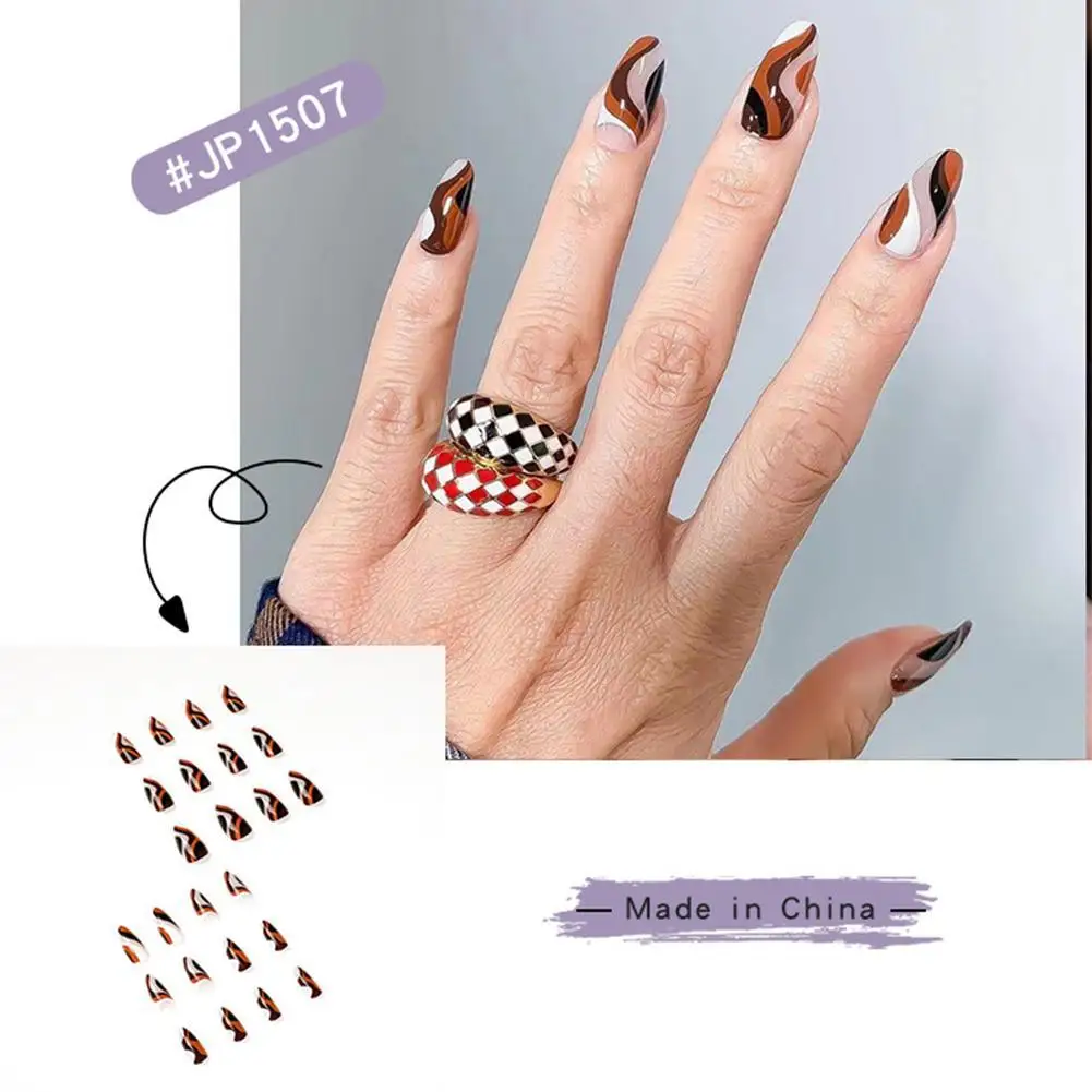 24 шт. Длинные накладные ногти на французский балет для ногтей искусственные с