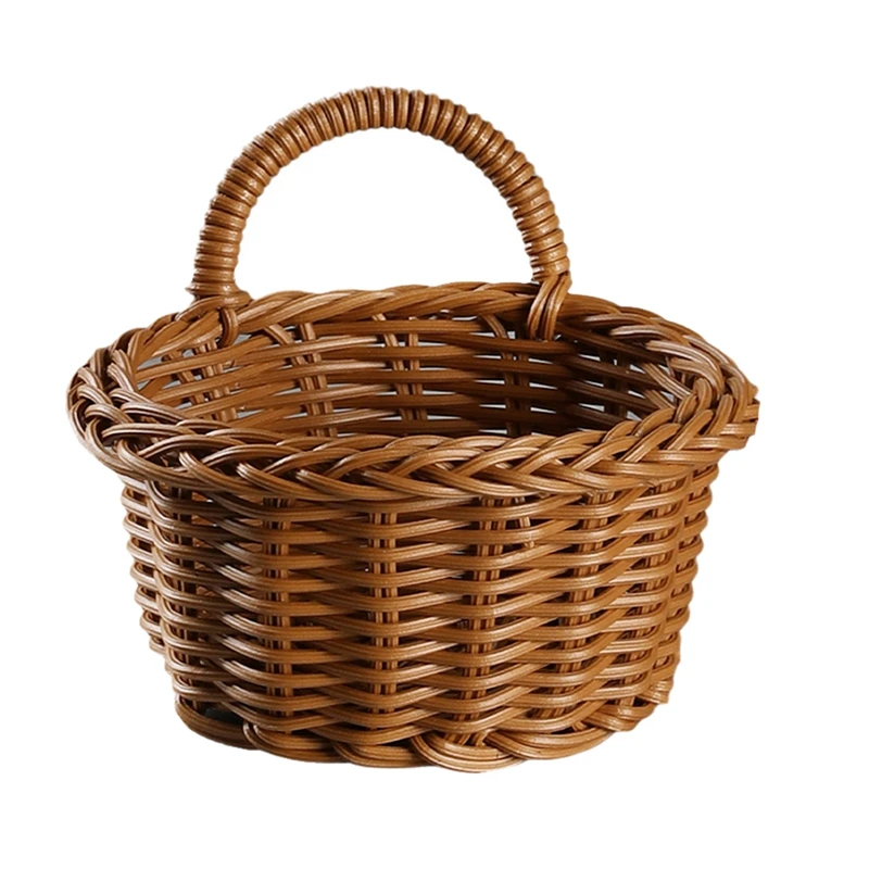 

New Hanging Woven Rattan Baskets Wall-Mounted Straw Basket Grass Wicker Basket For Planters Garden Decoration Storage Rack
