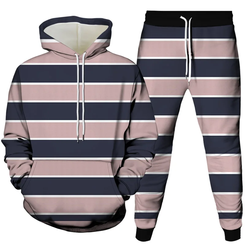 

Women's Tracksuit Casual Stitch Print Hooded Sport Suits Autumn Warm Hoodie Sweatshirts and Long Pant Fleece Two Piece Sets